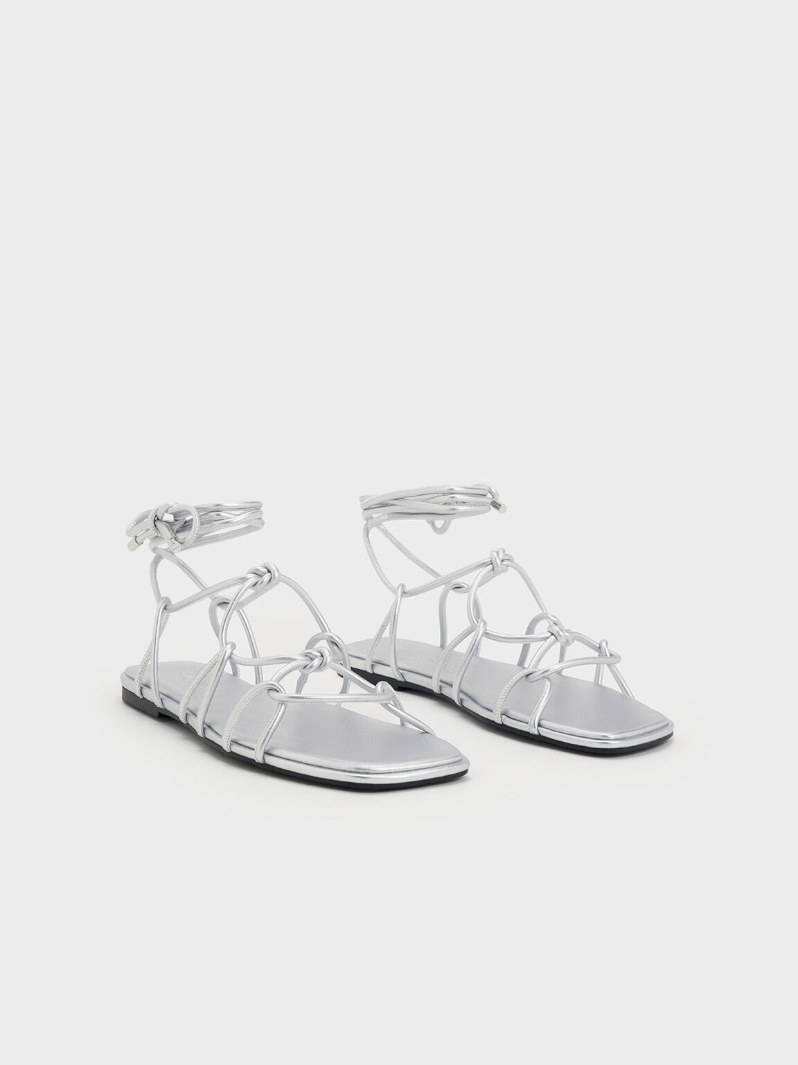 Silver strappy flats hotsell