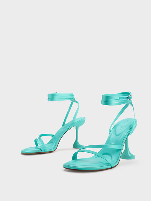 Celestine Sculptural Heel Strappy Sandals, Blue, hi-res