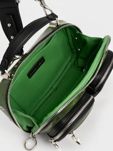 Bolso bandolera con varios bolsillos, Verde, hi-res