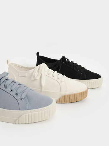 Cotton Low-Top Sneakers, Light Blue, hi-res
