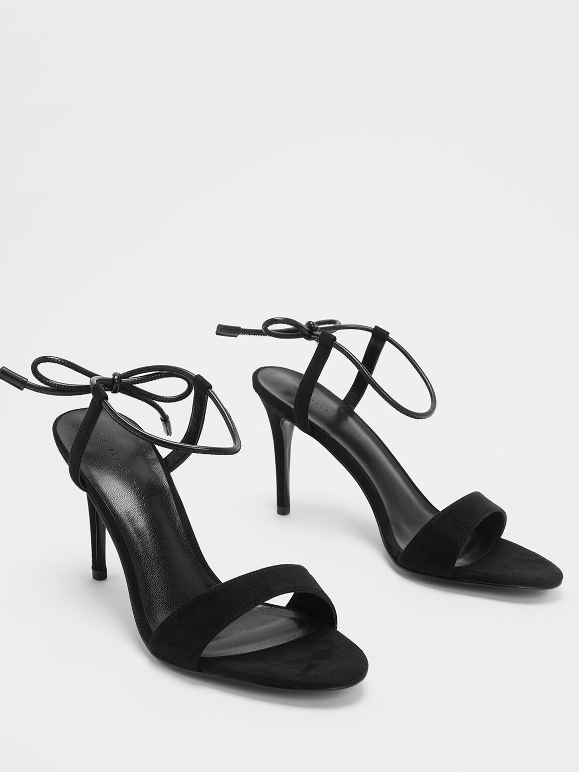 Ankle Tie Stiletto Sandals, Black, hi-res