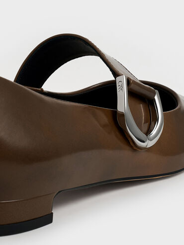 Gabine Leather Mary Janes, Brown, hi-res