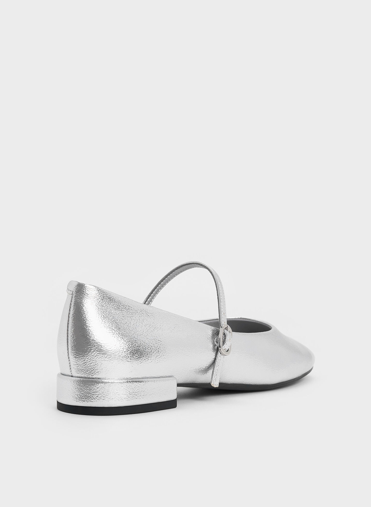 Gertrude Metallic Round-Toe Mary Janes, Silver, hi-res