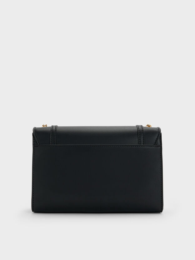 Shalia Chain-Strap Shoulder Bag, Black, hi-res