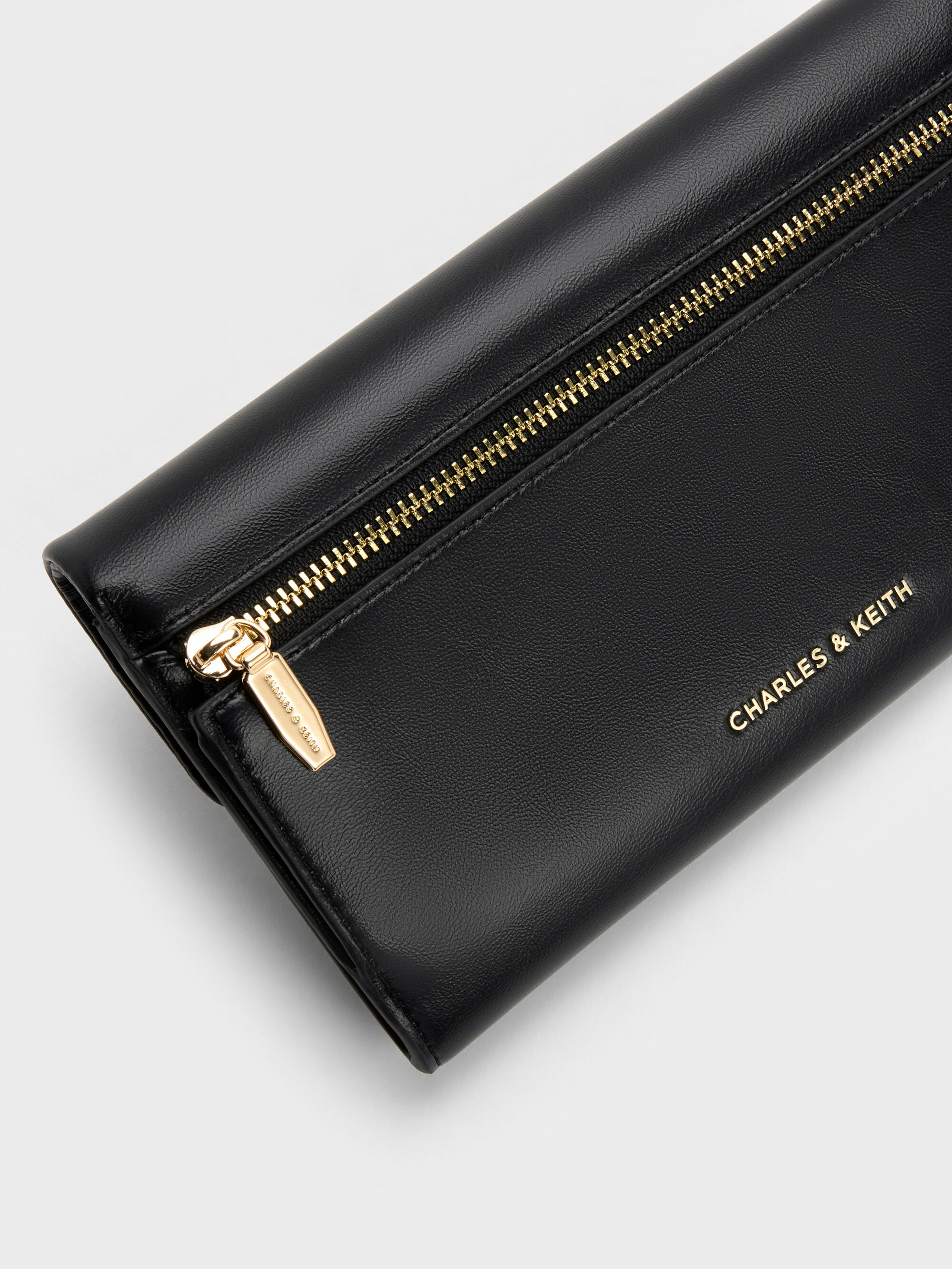 Black Lilibet Metallic-Accent Chain-Strap Long Wallet