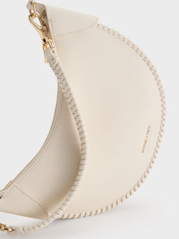 Blume Braided Curved Hobo Bag, Cream, hi-res