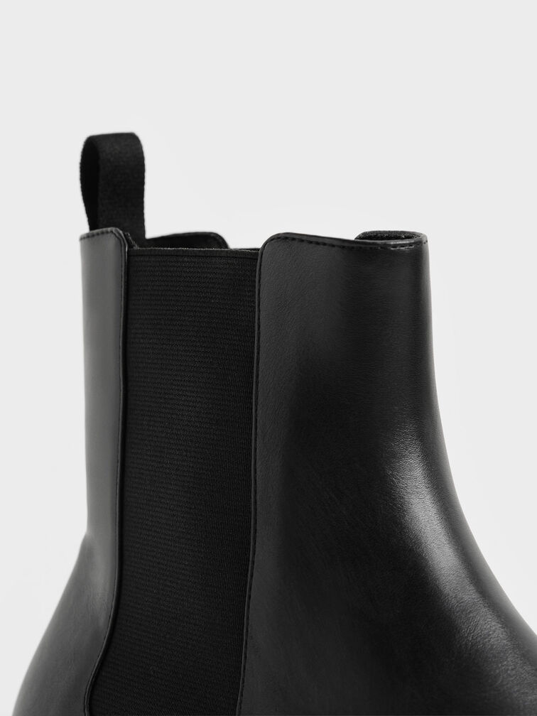 Chain-Trim Heel Chelsea Boots, Black, hi-res