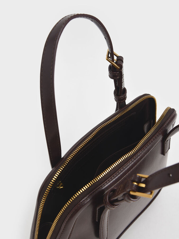 Enola Structured Top Handle Bag, Dark Oak, hi-res