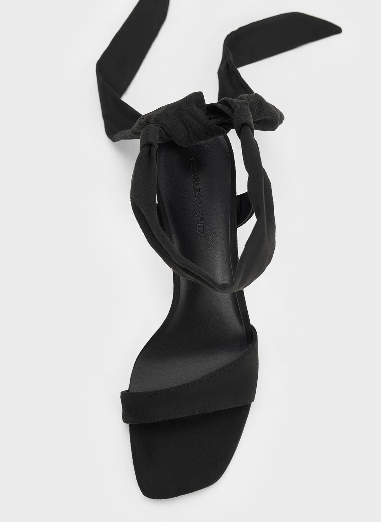 Eliana Textured Tie-Around Heeled Sandals, Black Textured, hi-res