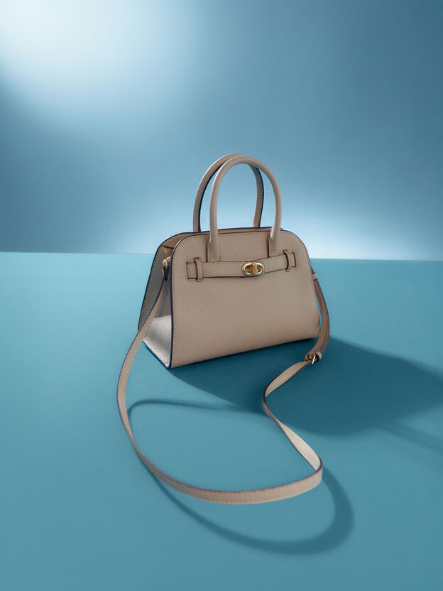 Bolso tote Aubrielle con cintur&oacute;n, Gris pardo, hi-res
