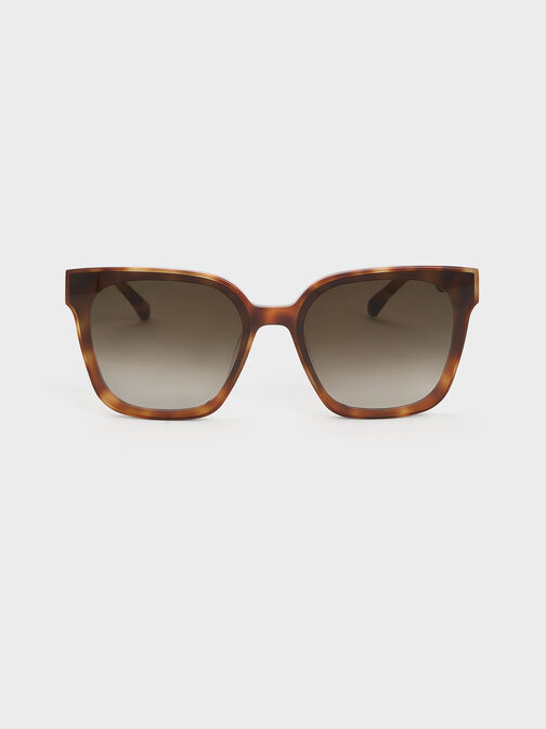 Square Thick-Frame Sunglasses, T. Shell, hi-res