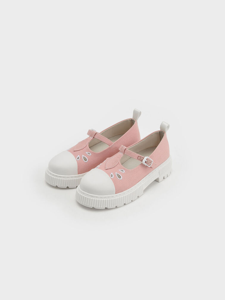 Girls' Recycled Cotton Platform Mary Janes, Pink, hi-res