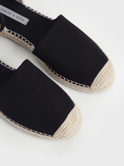 Tie-Around Espadrille Flats, Black, hi-res