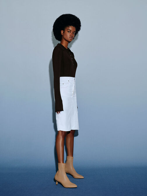 Cylindrical Heel Ankle Boots, Sand, hi-res