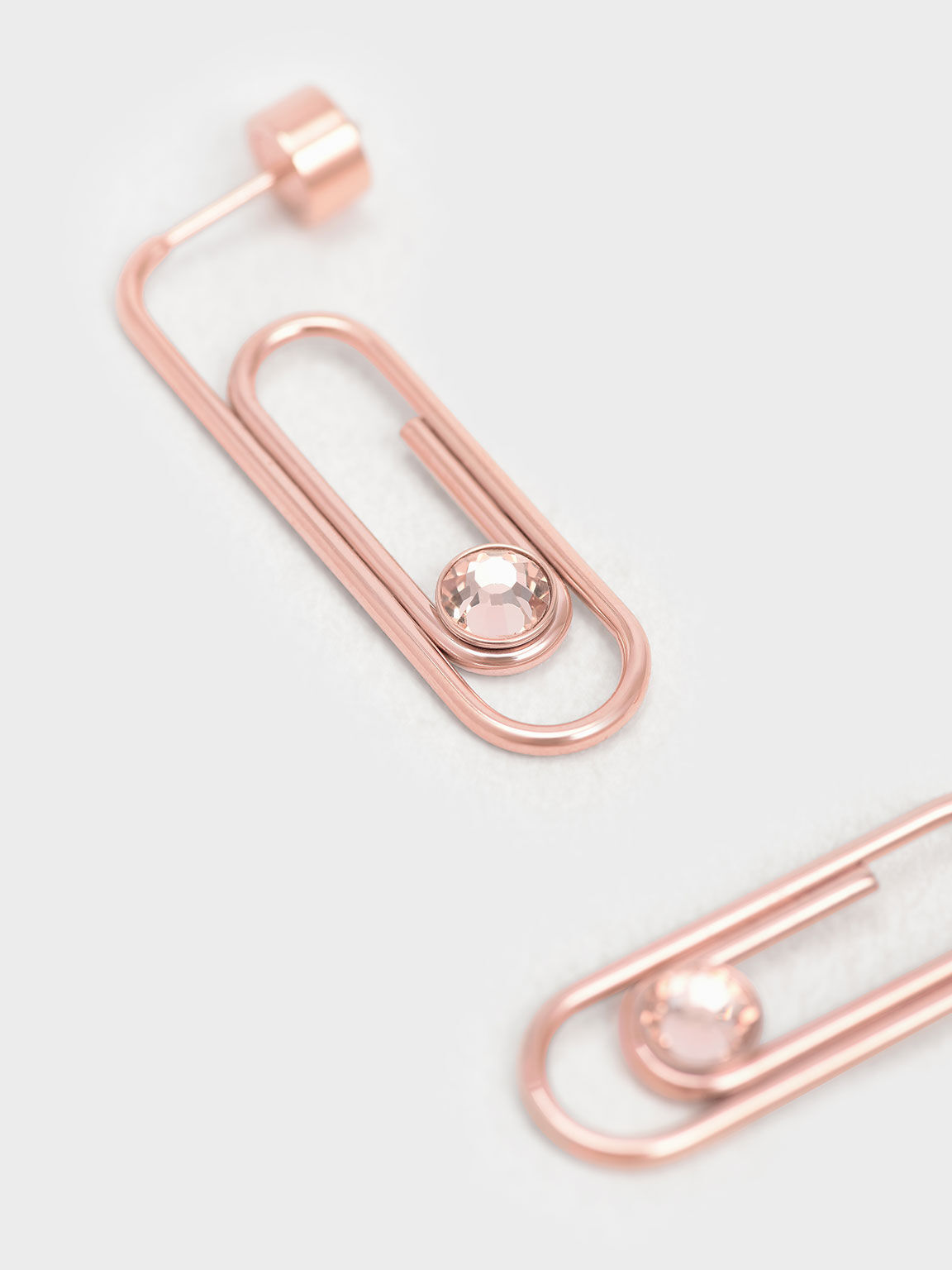 Gem-Embellished Geometric Drop Earrings, Rose Gold, hi-res