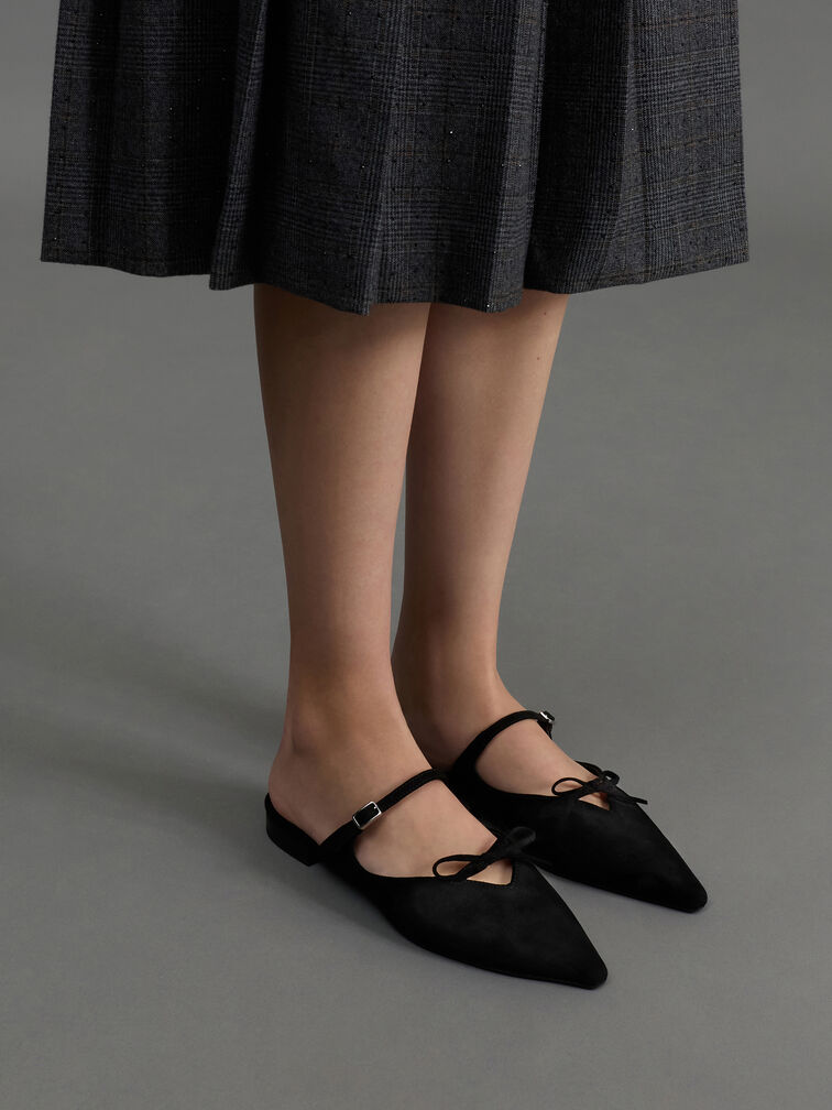 Mule Mary Jane com La&ccedil;o em Suede Sint&eacute;tico, Preto texturizado, hi-res