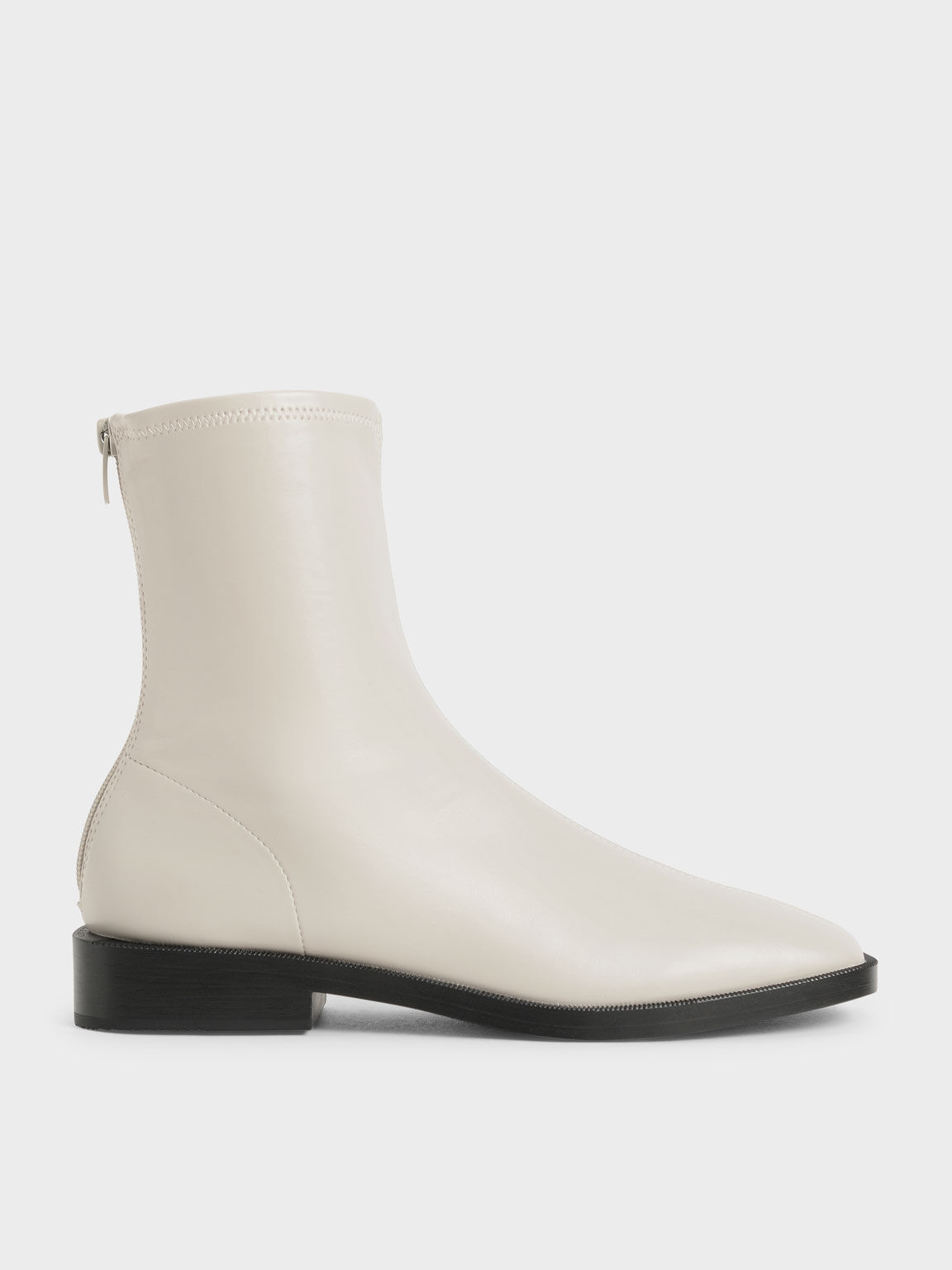 Square Toe Zip-Up Ankle Boots, Blanco tiza, hi-res