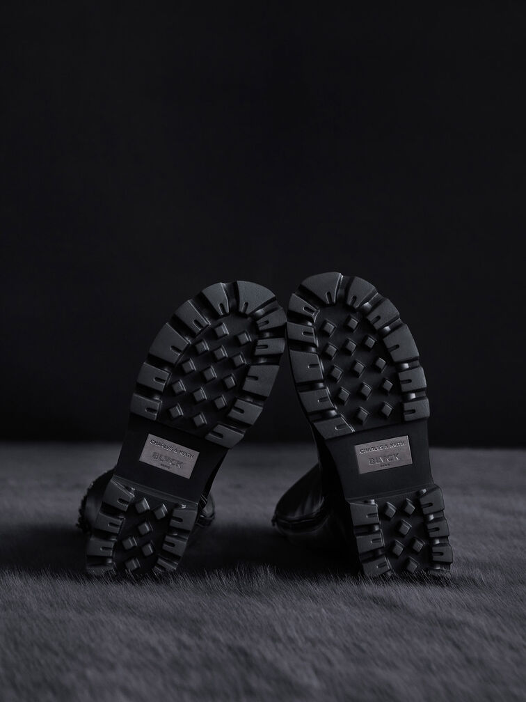 Botas altas Imogen con diseño de rosa, Negro, hi-res