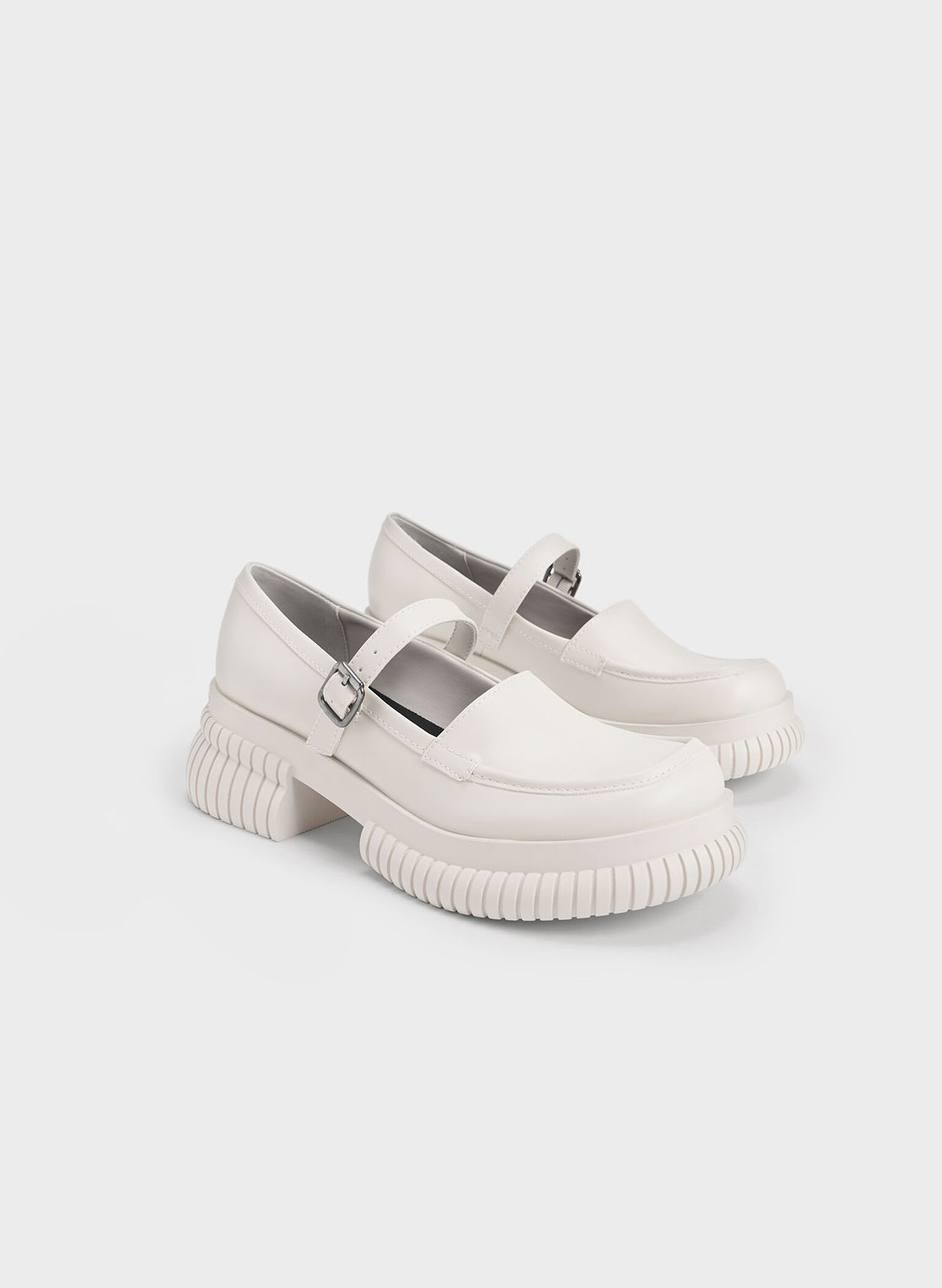 Chalk Buckled Mary Jane Loafers - CHARLES & KEITH US