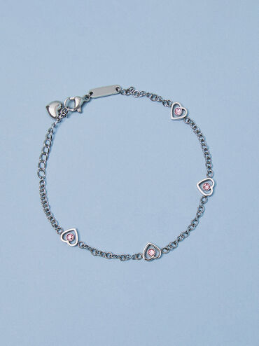 Malorie Crystal Heart Bracelet, Silver, hi-res