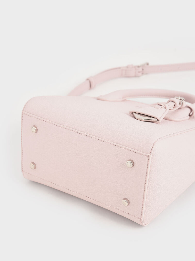 經典拉鍊手提包, 淺粉色, hi-res