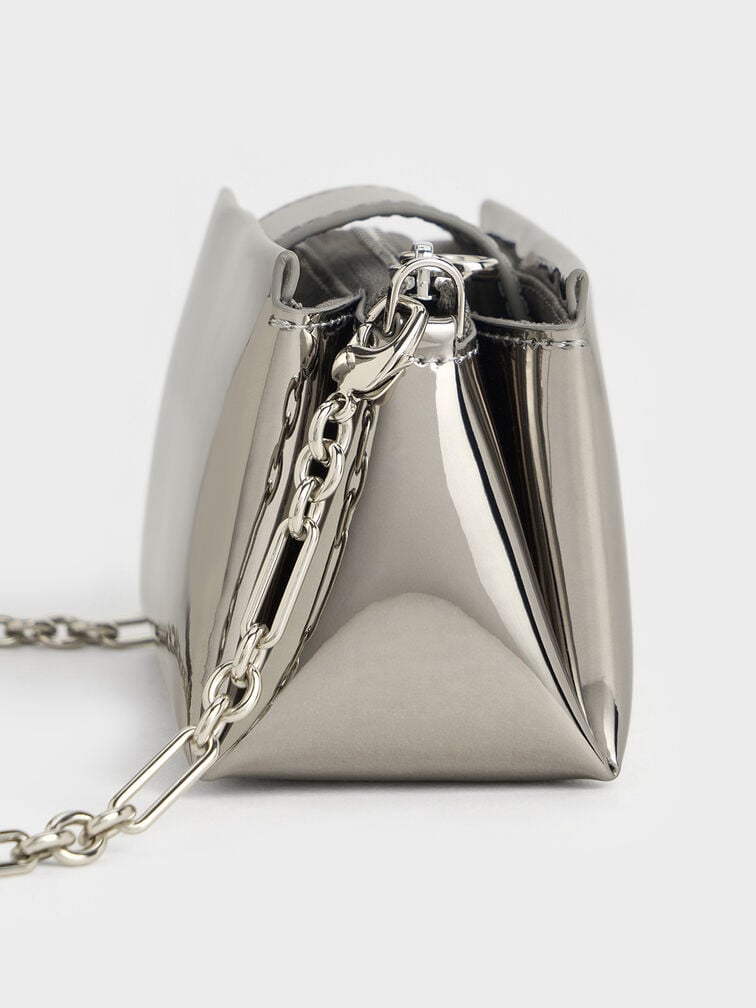 보시 메탈릭 탑 핸들 파우치, 퓨터, hi-res