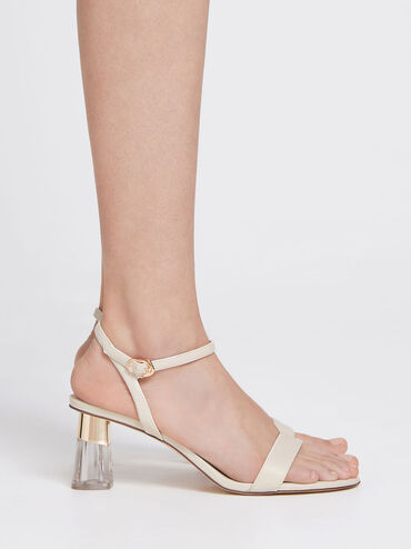 Clear Trapeze Heel Sandals, Chalk, hi-res