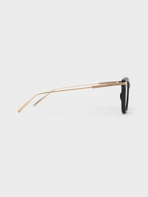 Aura Recycled Acetate Rectangular Sunglasses, Black, hi-res