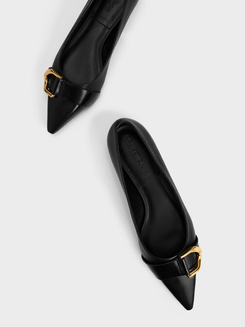 Gabine Leather Ballerinas, Black, hi-res
