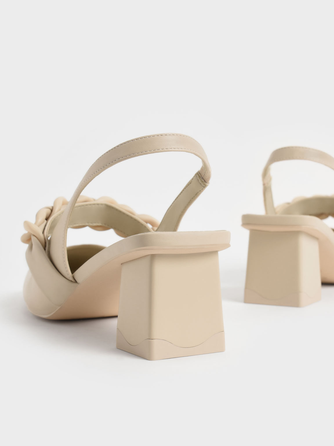 Braided Chain-Link Slingback Pumps, Chalk, hi-res