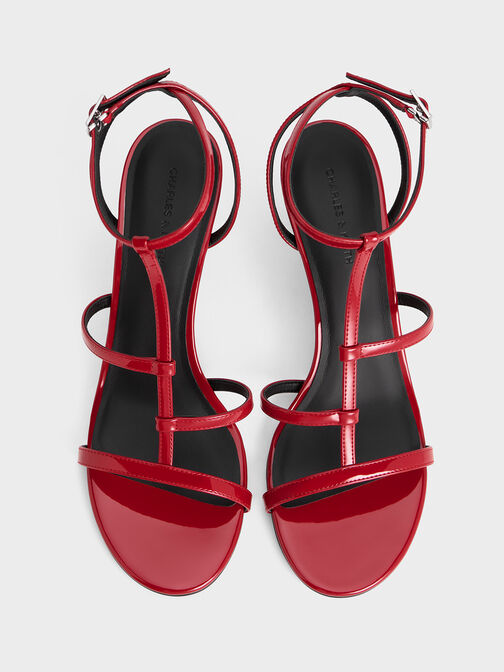Clara 幾何帶細跟涼鞋, 紅色, hi-res