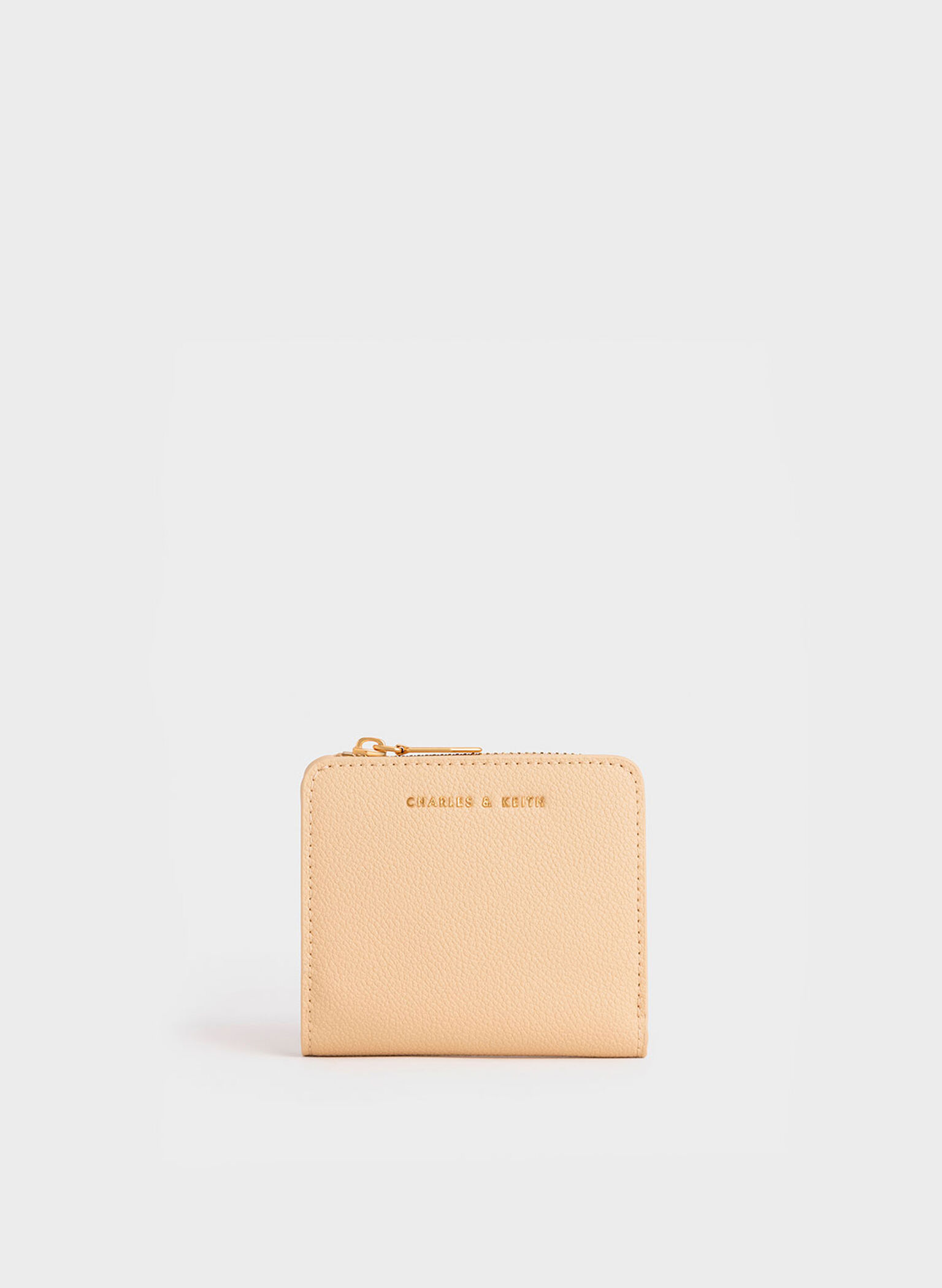 Beige Snap Button Card Holder - CHARLES & KEITH US