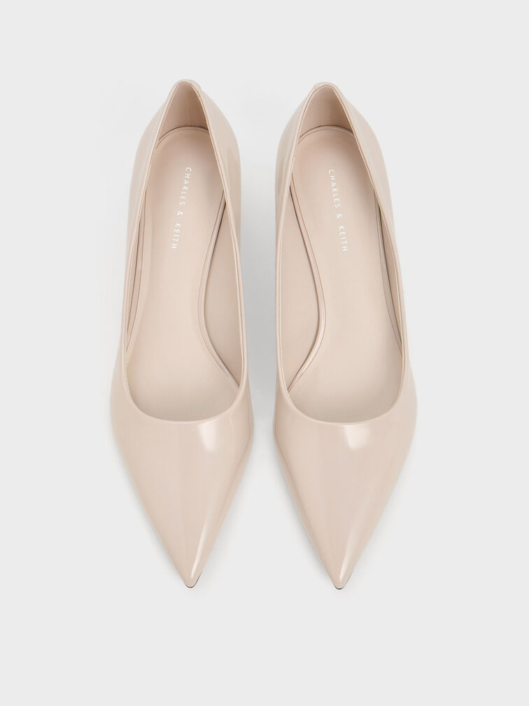 Patent Spool Heel Pumps, Nude, hi-res