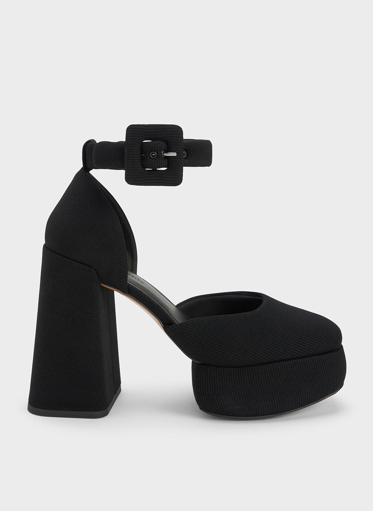 Sinead Woven Buckled D'Orsay Platform Pumps, Black, hi-res