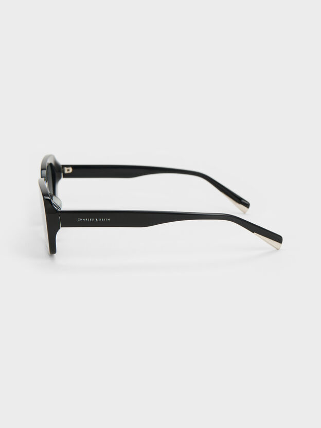 Lunettes de soleil rectangulaires en ac&eacute;tate recycl&eacute;, Noir, hi-res