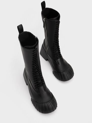 Adrian Chunky Sole Lace-Up Boots, Black, hi-res