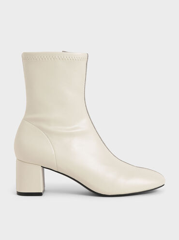 Two-Tone Block Heel Ankle Boots, Light Grey, hi-res