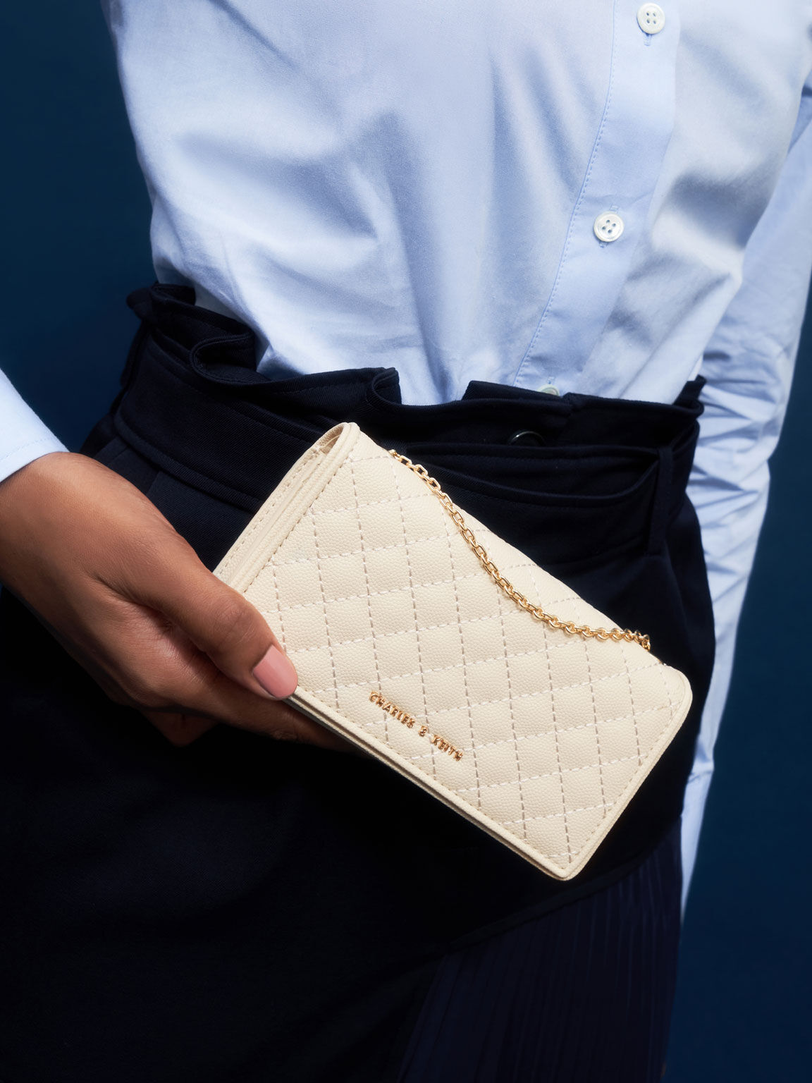 Quilted Pouch, Cream, hi-res