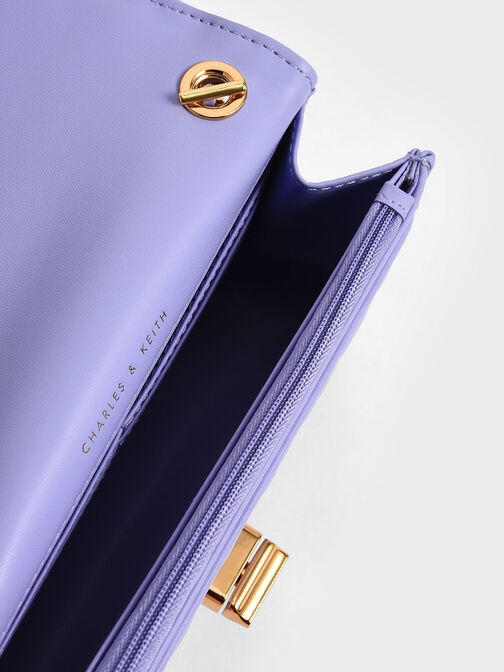 Quilted Turn-Lock Evening Clutch, Lilac, hi-res