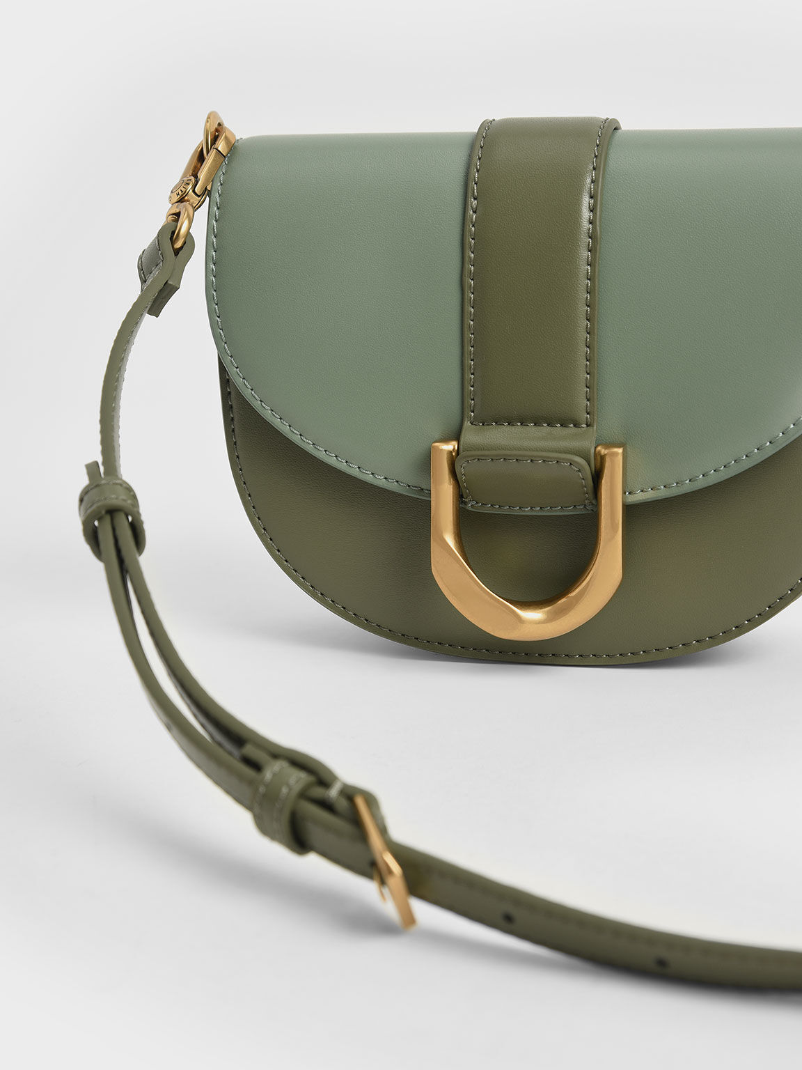 Mini Gabine Two-Tone Saddle Bag​, Olive, hi-res