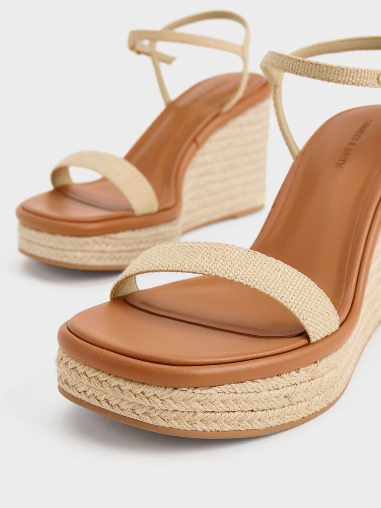 Woven Espadrille Wedges, Sand, hi-res