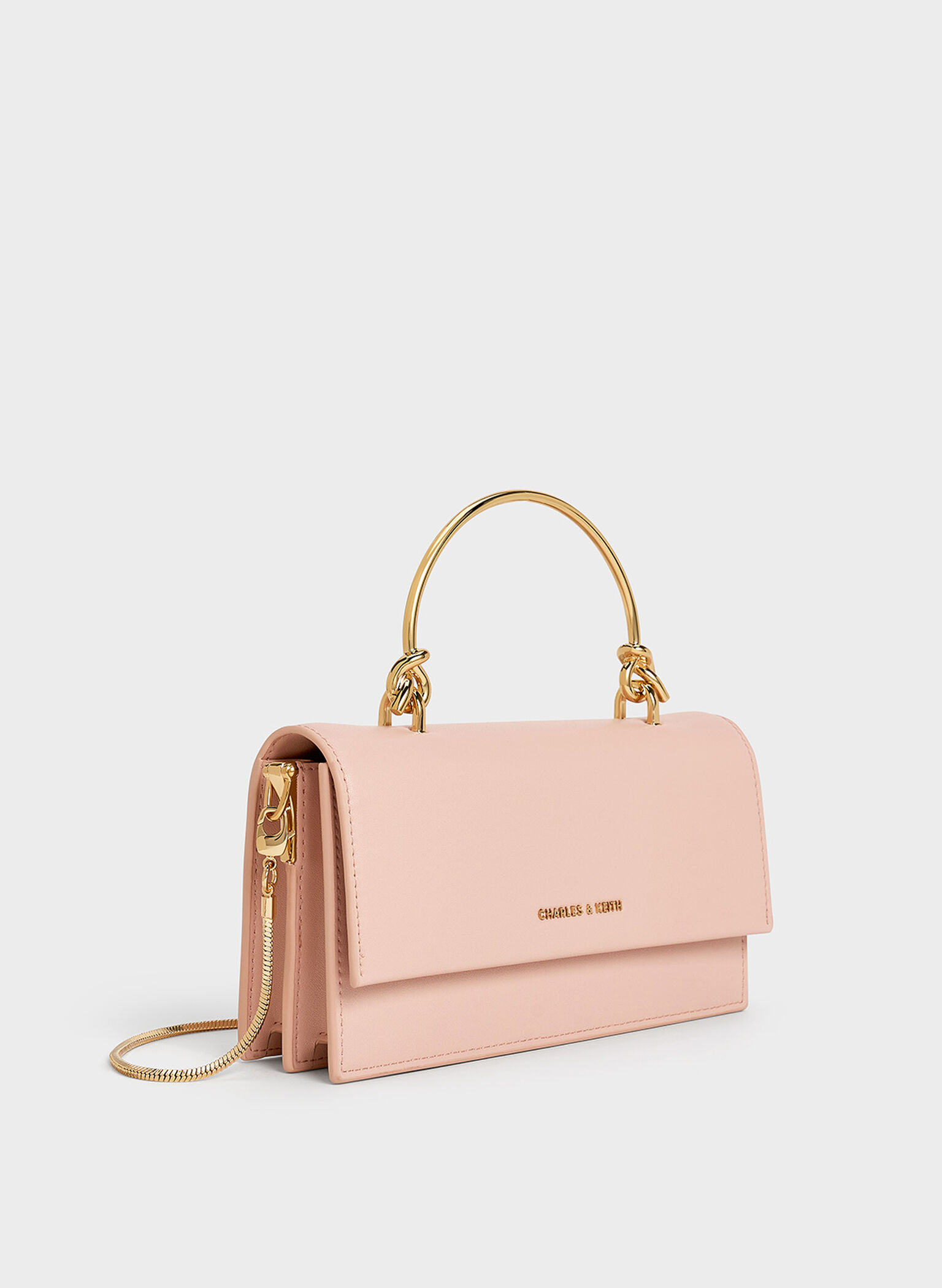 Kristine Sculptural-Handle Long Wallet, Light Pink, hi-res