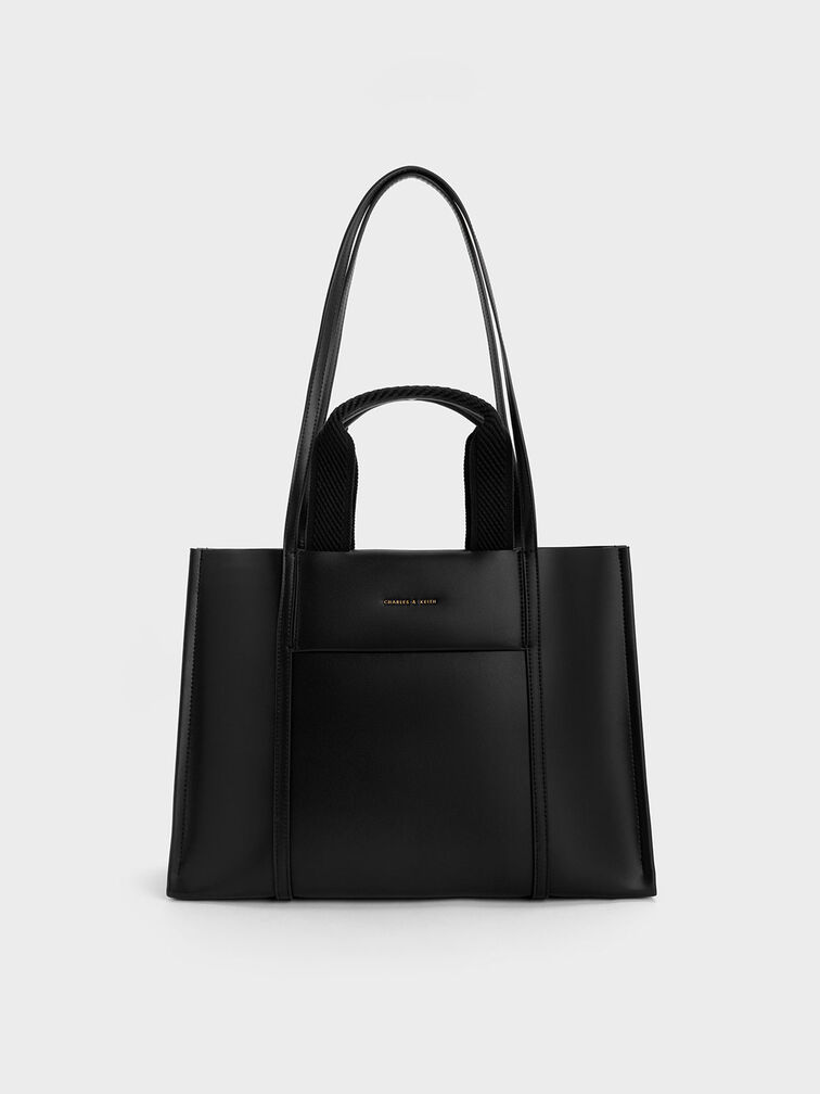 Charles & Keith boxy tote bag in black