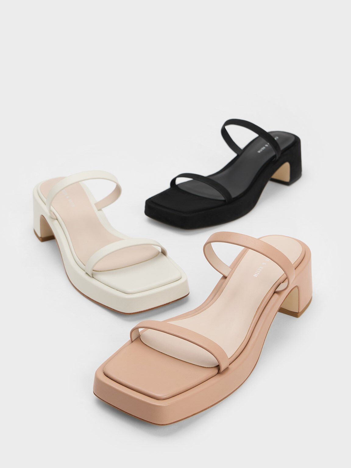 Square-Toe Platform Sandals - Nude