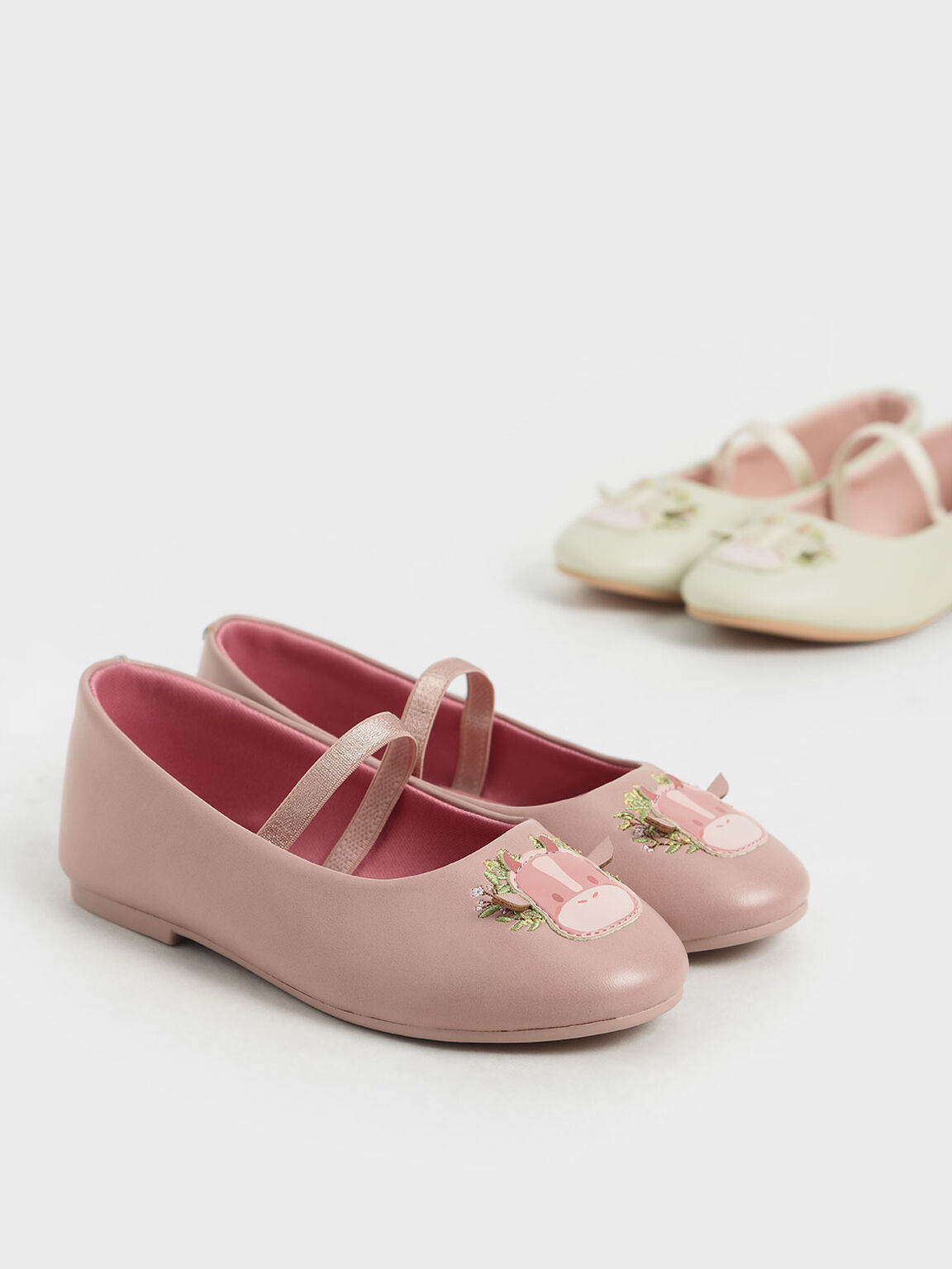 兒童小牛貼瑪莉珍鞋, 粉紅色, hi-res