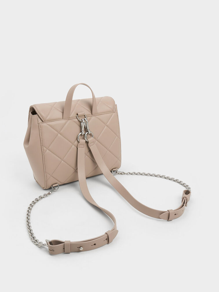 Lucy Quilted Backpack, Taupe, hi-res