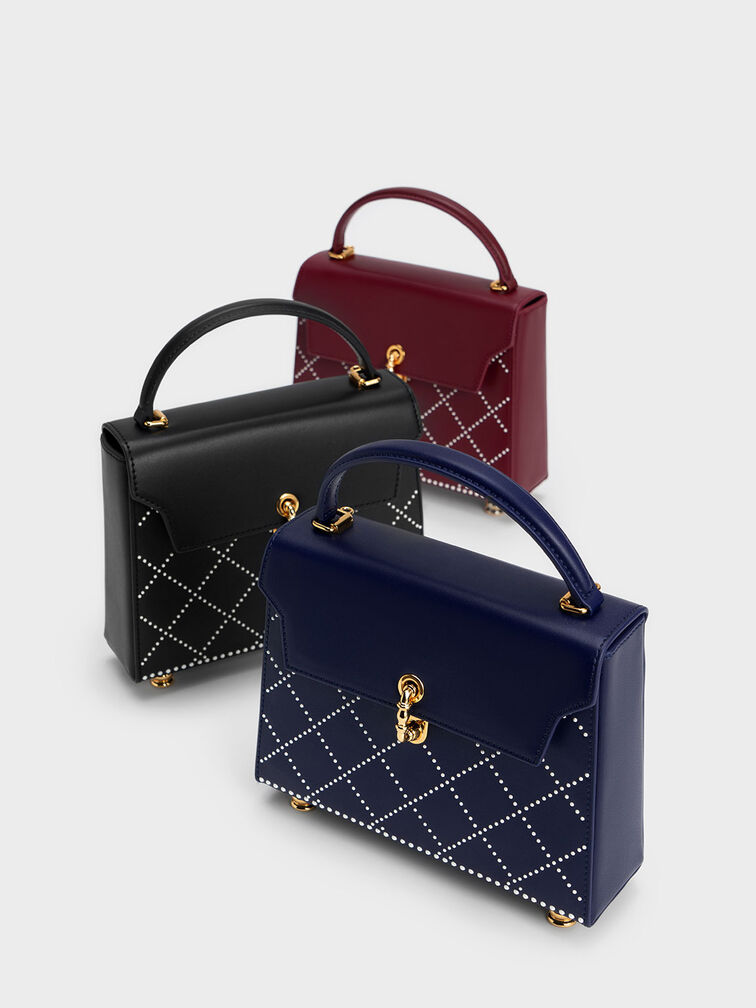 Marietta Bead-Embellished Trapeze Bag, Burgundy, hi-res
