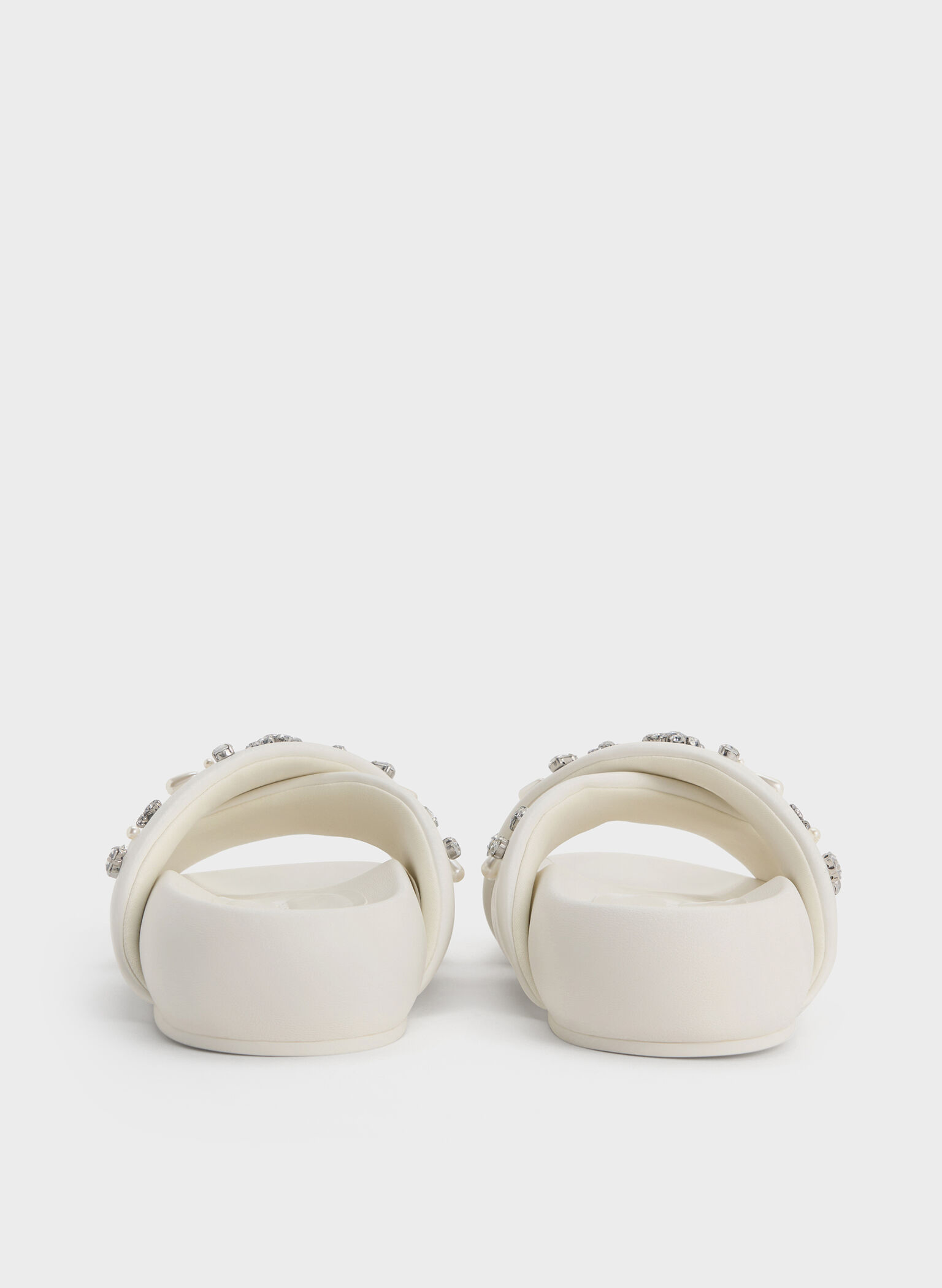 Gem & Pearl Flatform Sandals, White, hi-res