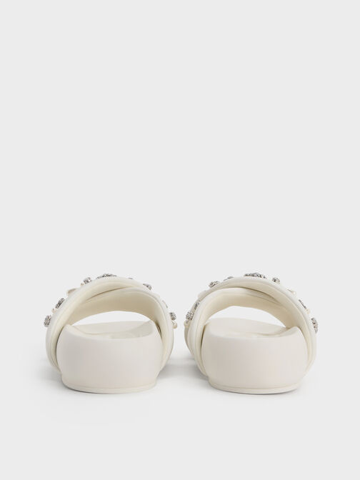 Gem & Pearl Flatform Sandals, White, hi-res