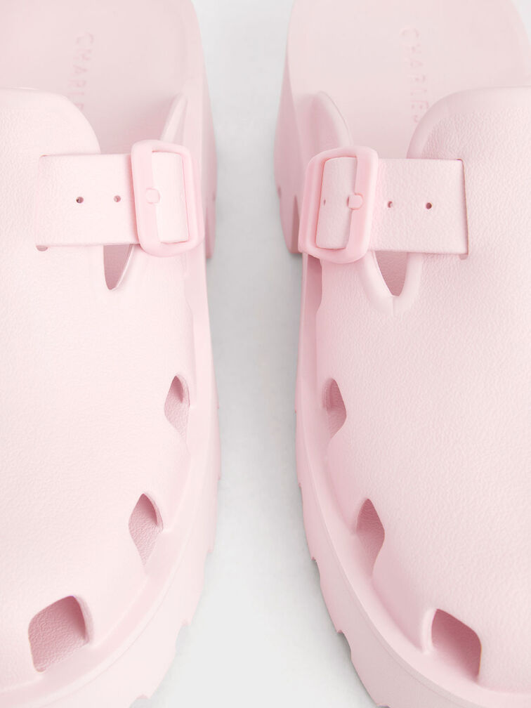 Mae Buckled Platform Mules, Light Pink, hi-res